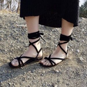 NEW Doen Fete Velvet Lace Up Sandals Size 5